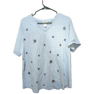 CJ Banks Light Blue With Stars Womens Pull On Shirt Size 1X